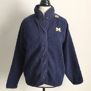PINK VS University of Michigan Oversized Sherpa Jacket NWT